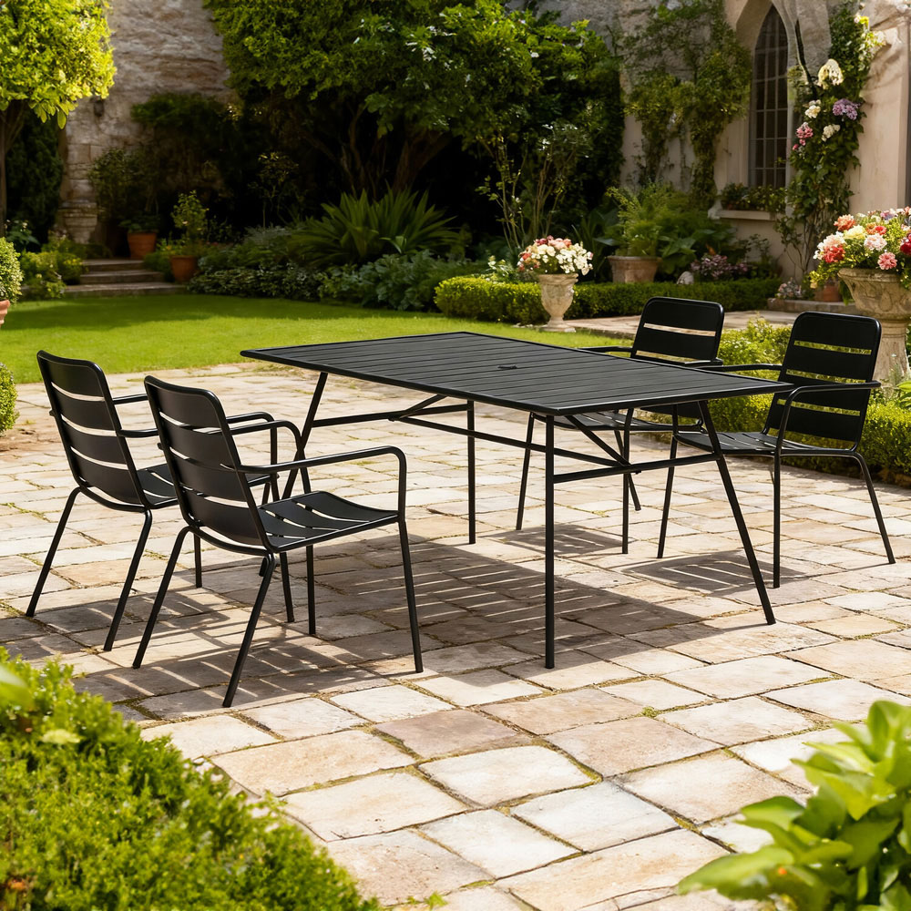 Alberta Dining Table and Chair Set Black Image 3