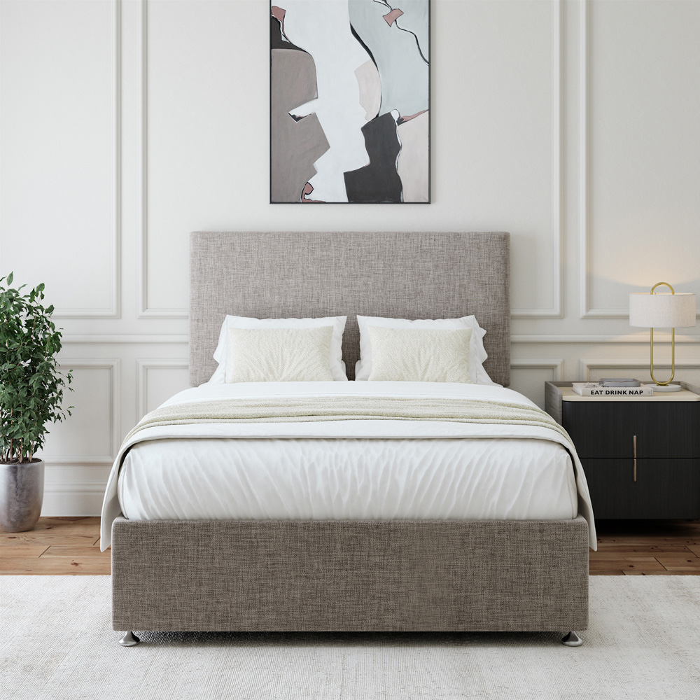 Bedmaster Small Double Slate Linen Divan Base with Valencia Headboard Image 2