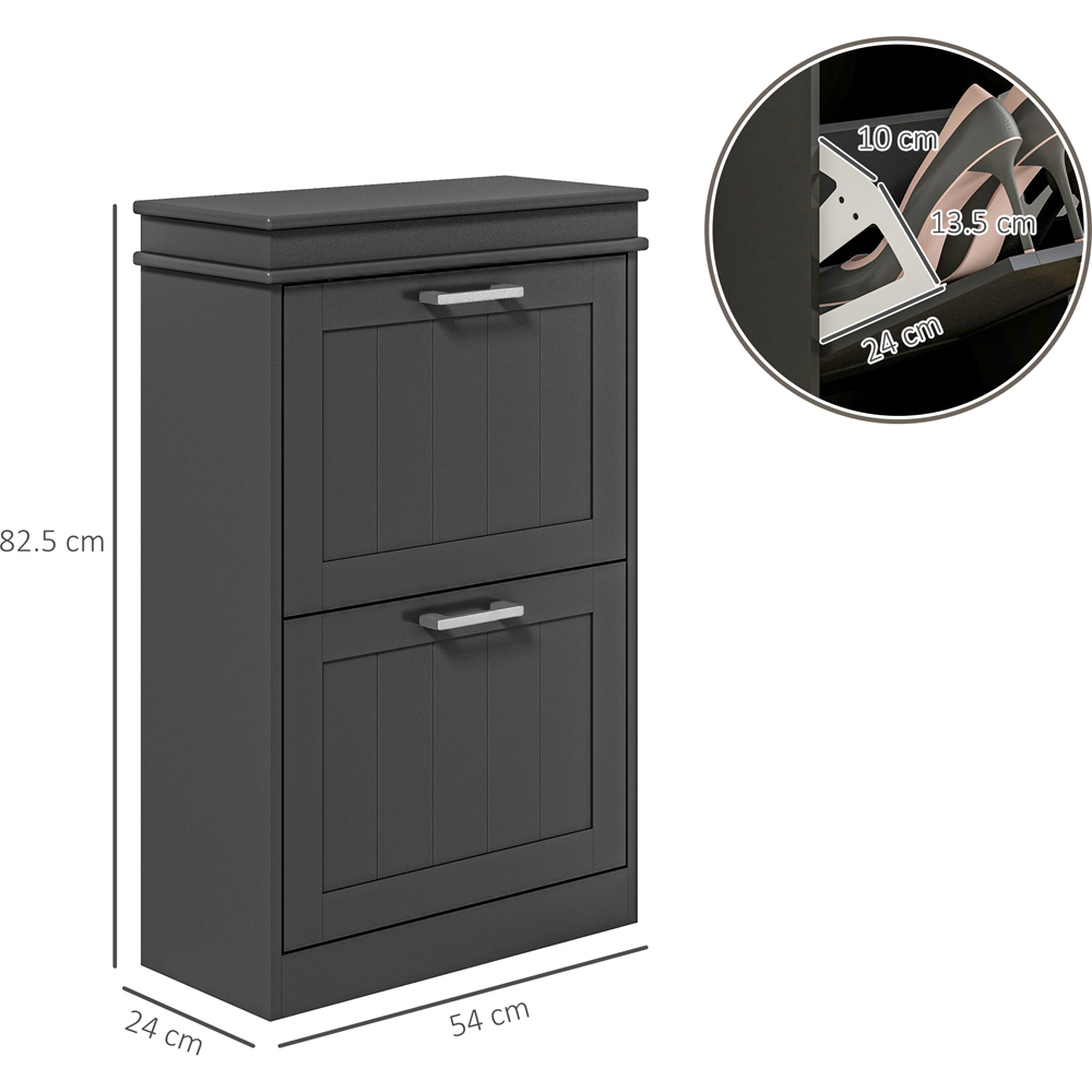 Portland 2 Flip Drawer Black Slim Shoe Storage Cabinet Image 9