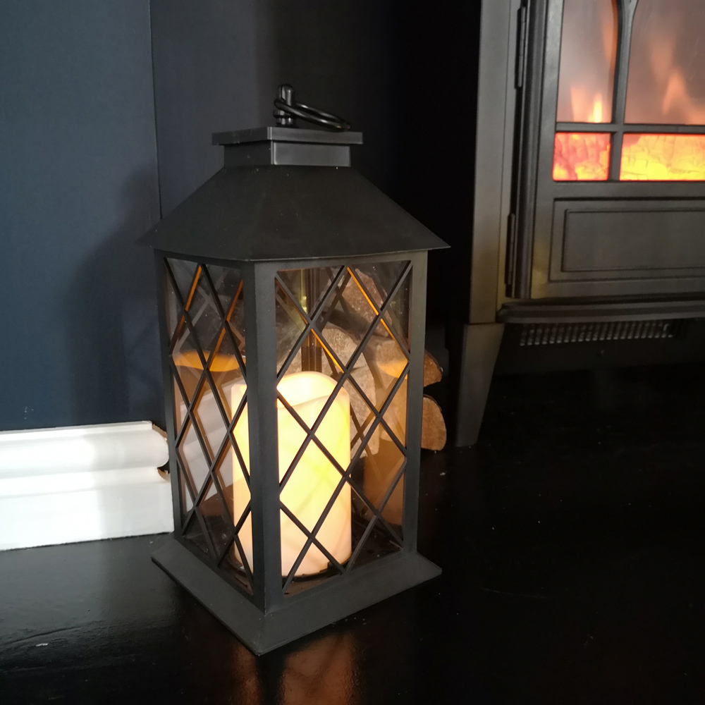 Samuel Alexander White LED Christmas Lantern with Flickering Candle Image 5