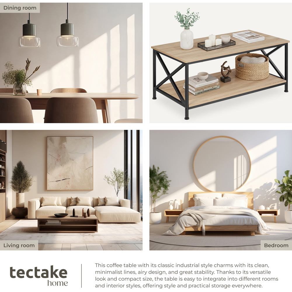 tectake Pittsburgh 2 Shelf Light Sonoma Oak Coffee Table Image 7