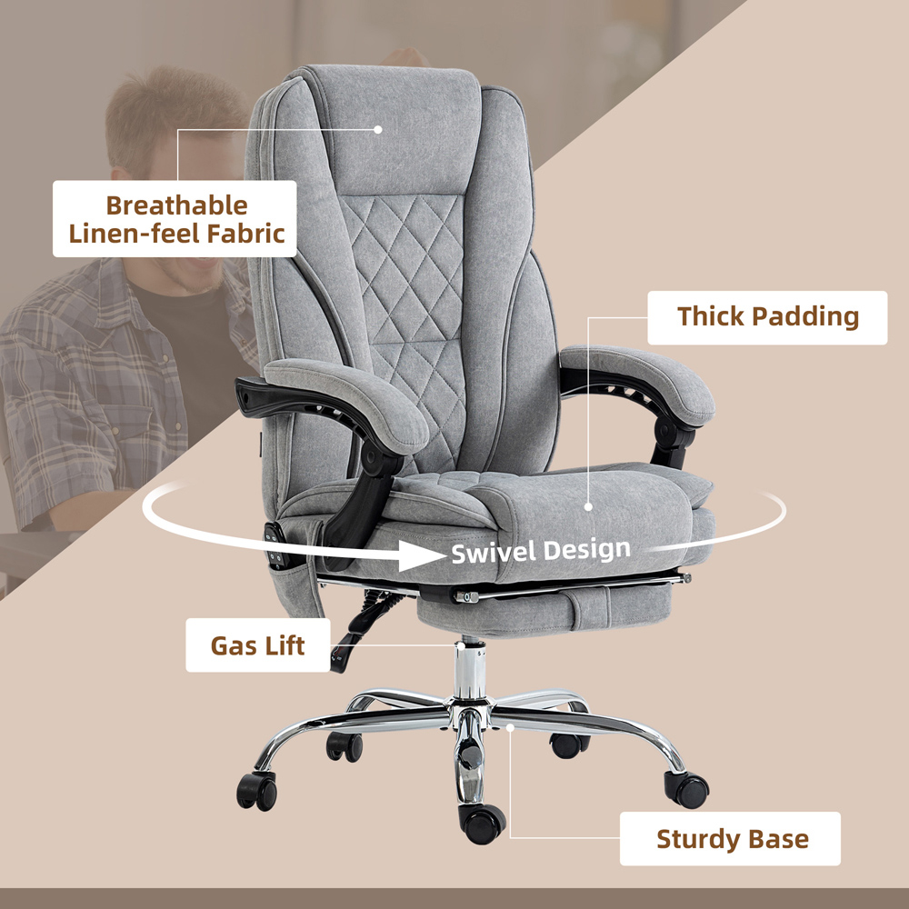 Vinsetto Grey Heated Reclining Massage Office Chair Image 7