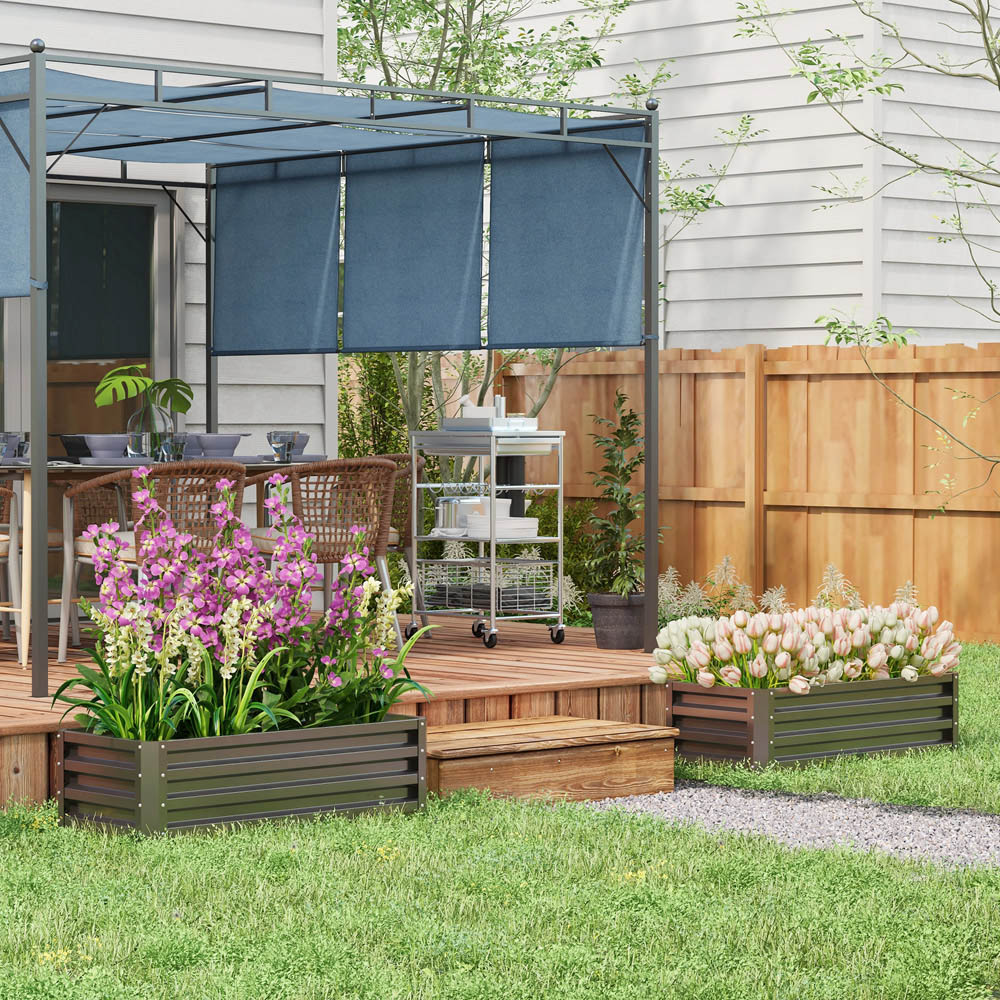 Outsunny Dark Grey Steel Raised Bed Garden Box Planter Set of 2 Image 2