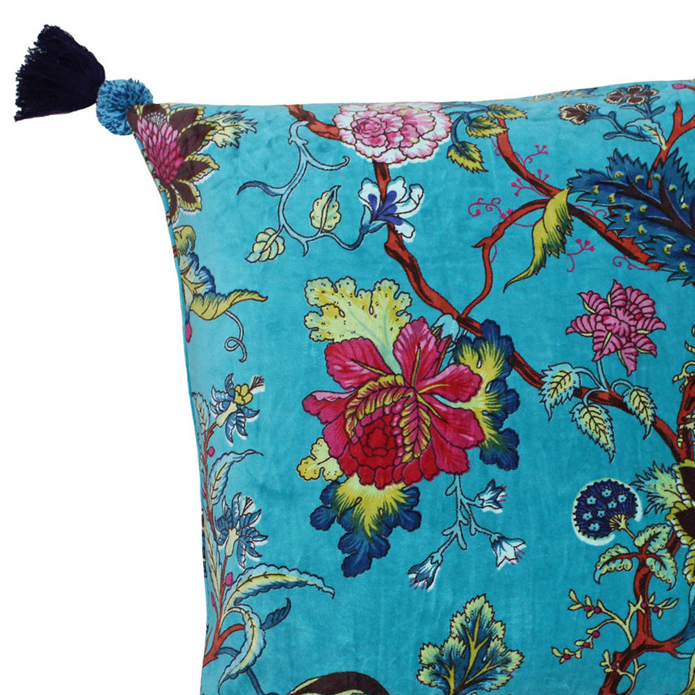 Paoletti Tree of Life Kingfisher Floral Cushion Image 2