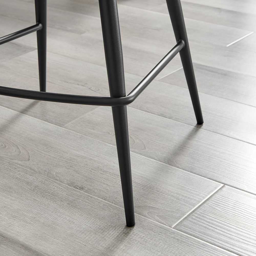 Furniturebox Ketya Set of 2 Grey and Black Velvet Bar Chairs Image 4