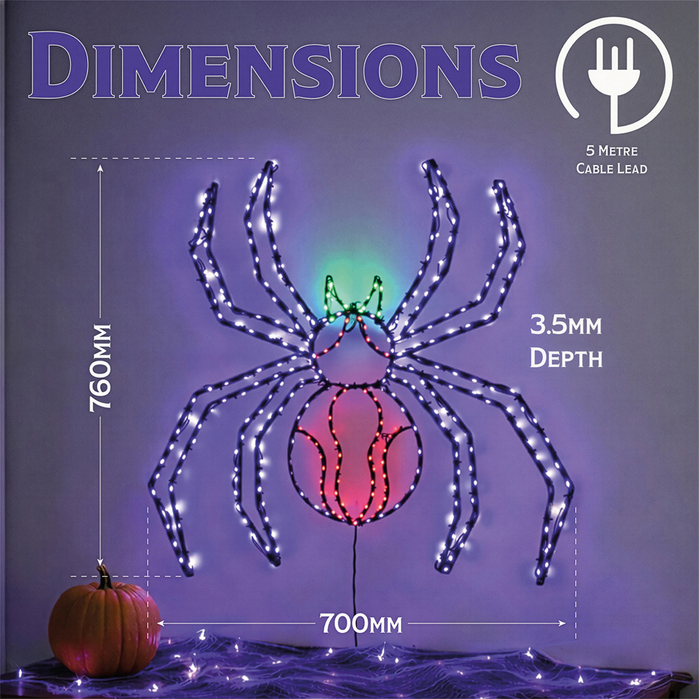 FXLab 399 Multicolour LED Metal Silhouette Spider 70 x 76cm Image 8