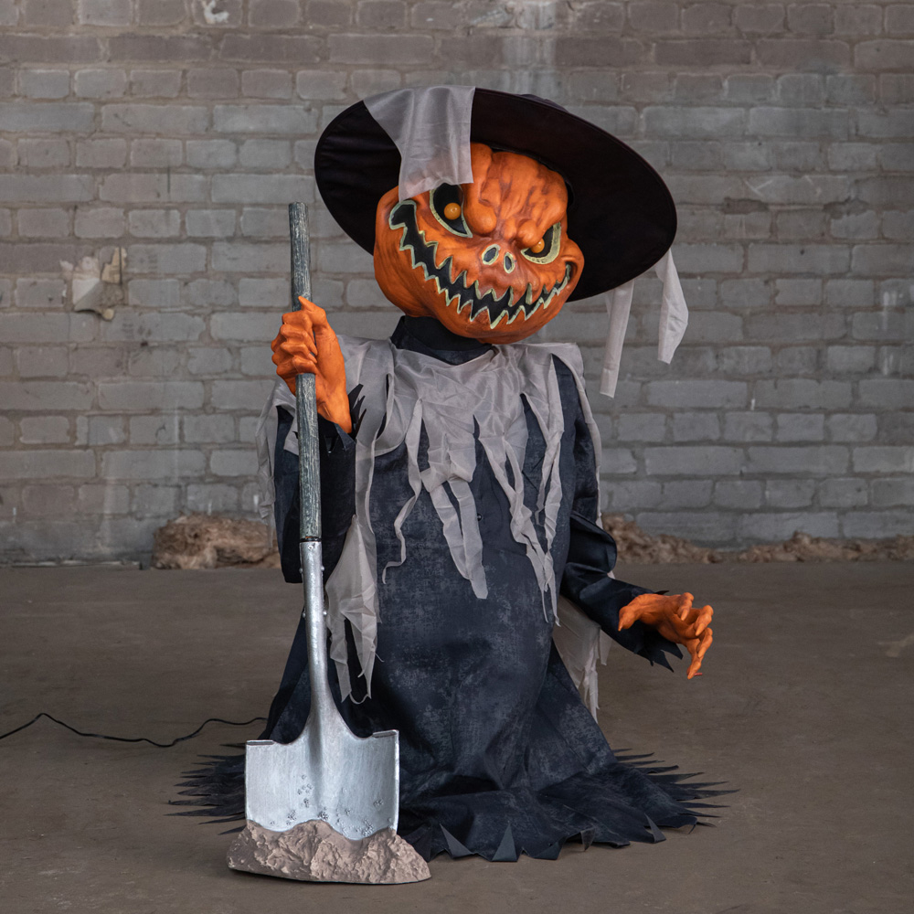 Samuel Alexander Pop-Up Animatronic Pumpkin Head Scarecrow Halloween Decoration 3ft Image 3