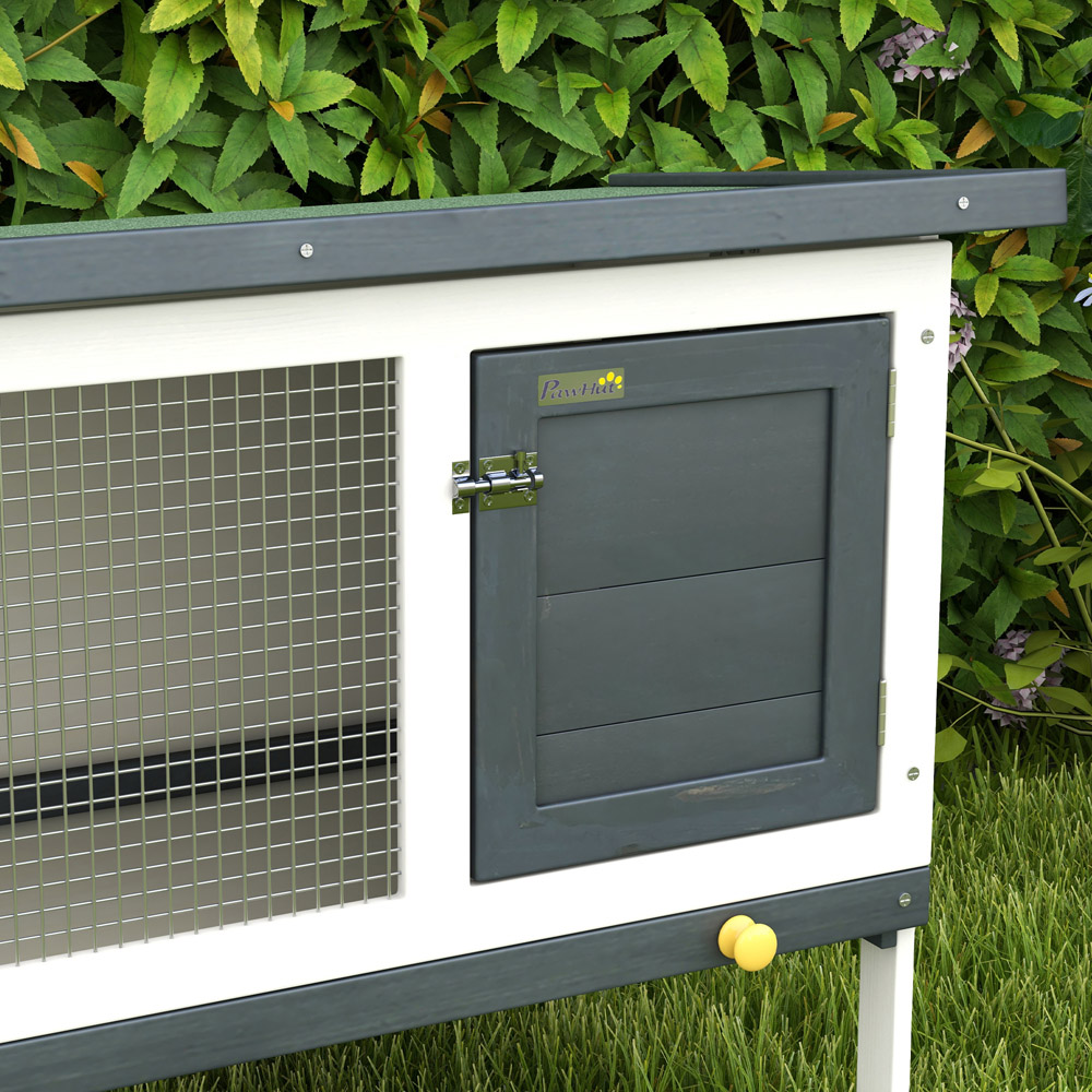 PawHut Wooden Small Animal Hutch with Openable Roof Image 2