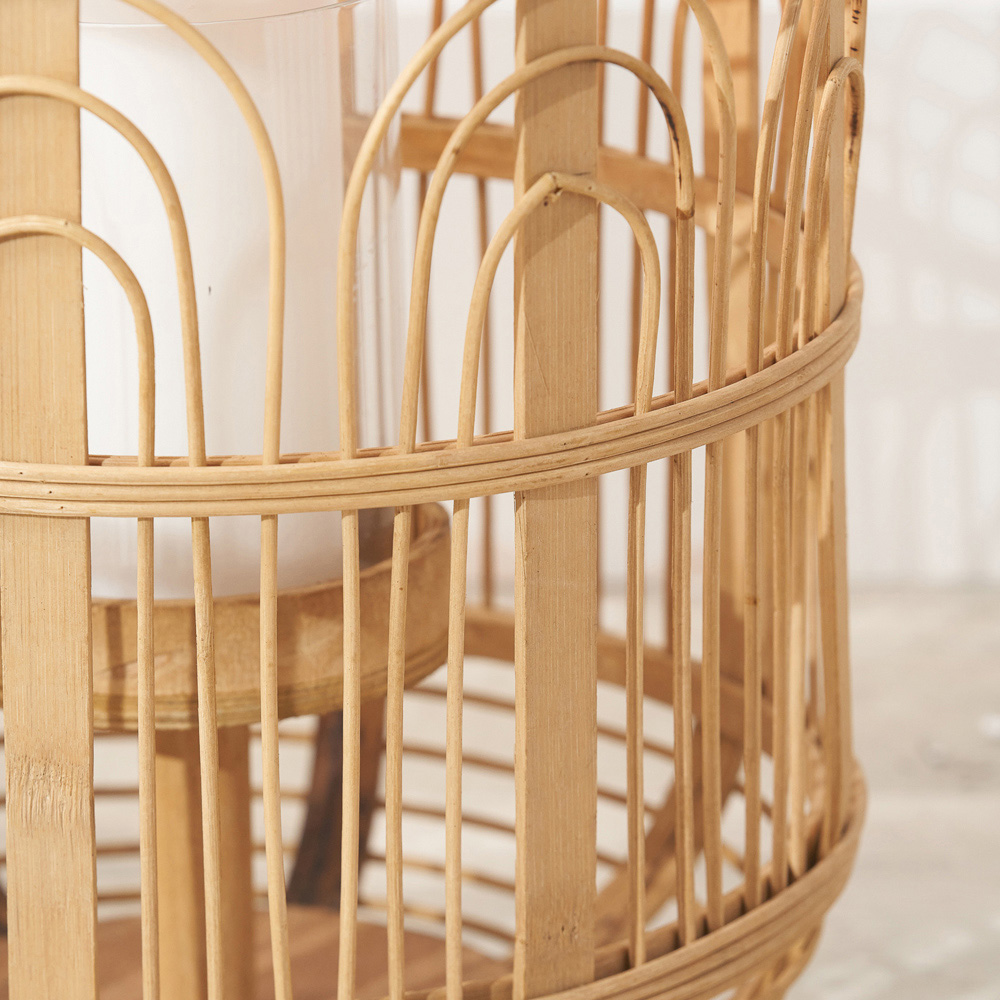 Pacific Lifestyle Natural Bamboo and Glass Lantern Large Image 4