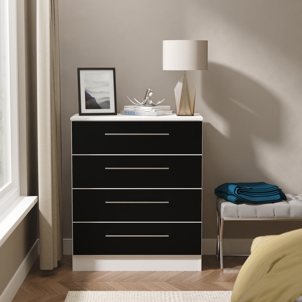 Crowndale Worcester 4 Drawer Matt Black and White Chest of Drawers Ready Assembled Image 6