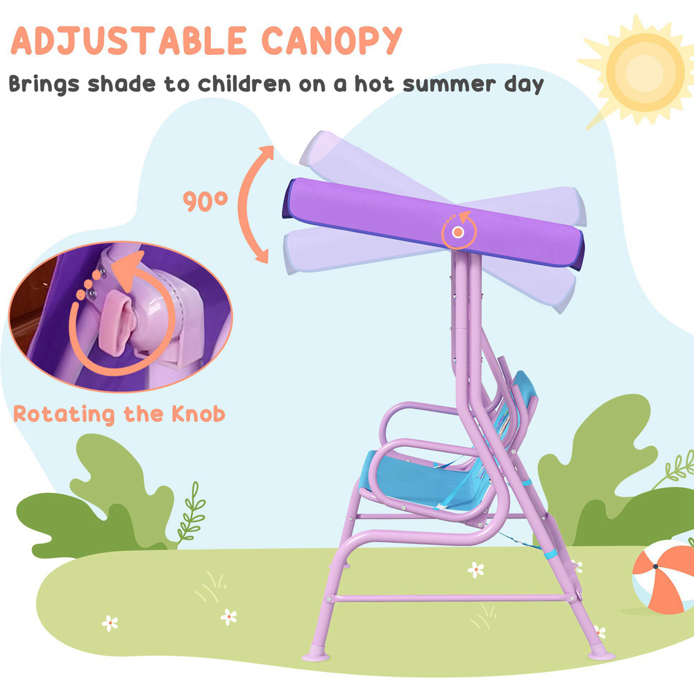Outsunny Kids Fairy Steel Swing Chair 39cm Image 5