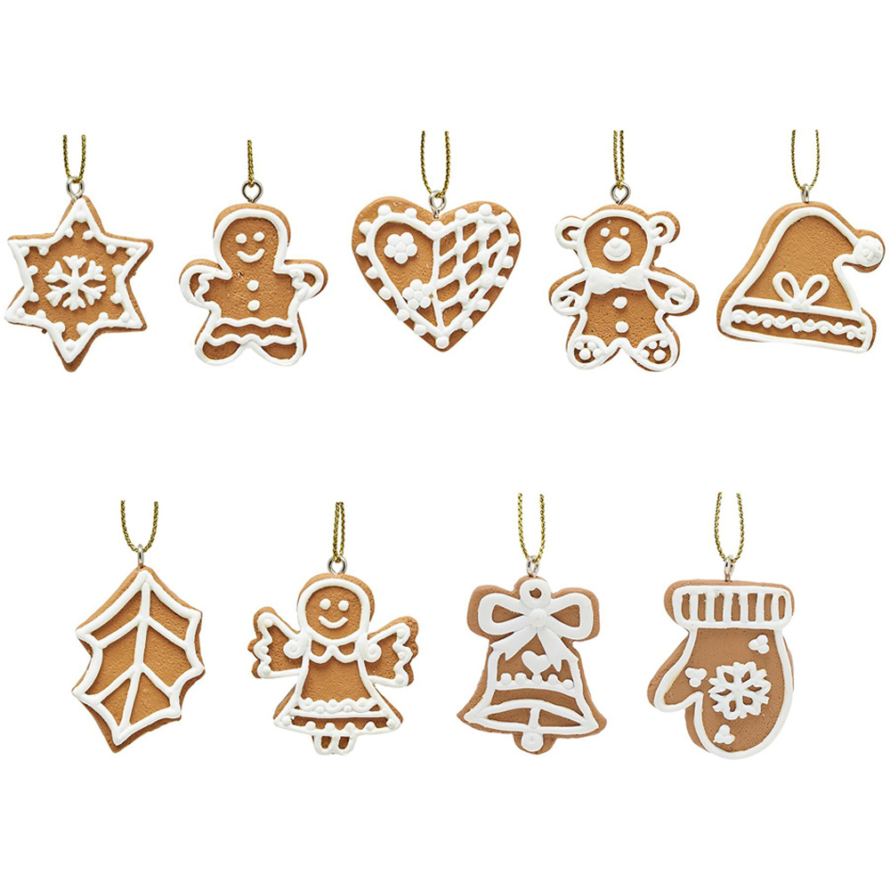 The Christmas Gift Co Gingerbread Cookies Hanging Tree Decoration 9 Pack Image 1
