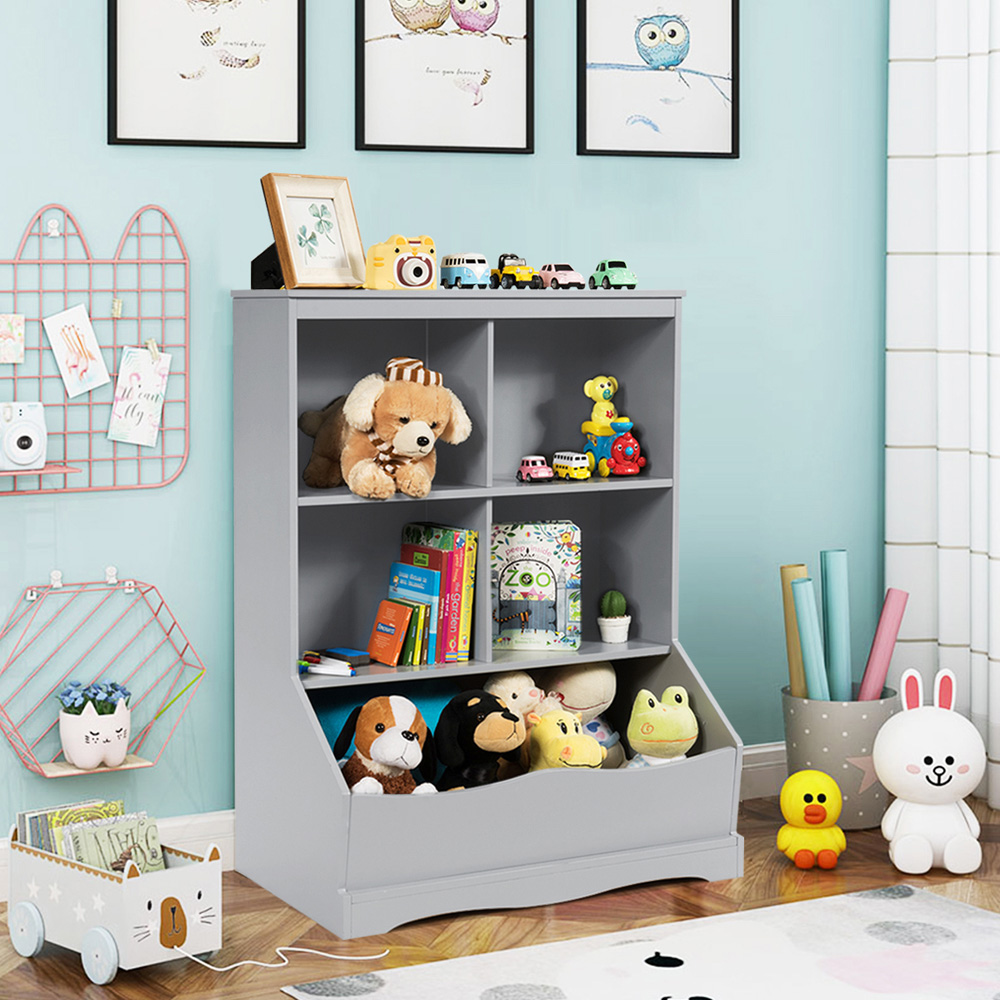 Costway 5 Shelf Grey Bookcase Image 4