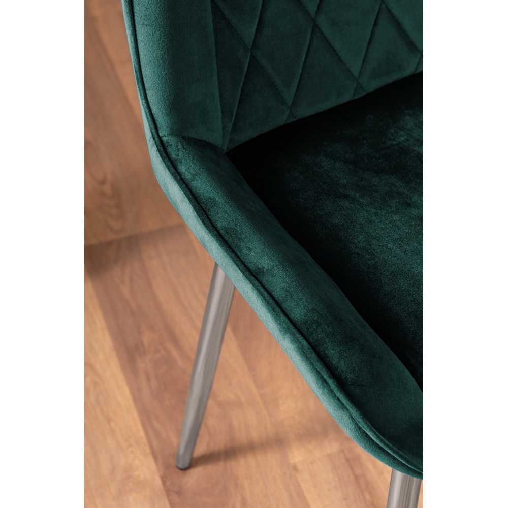 Furniturebox Cesano Set of 2 Green and Chrome Velvet Dining Chair Image 6