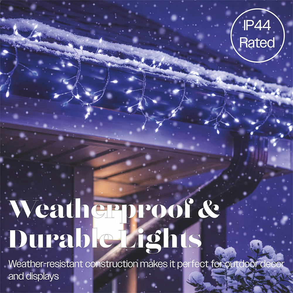 Xmas Haus 360 Blue and Cool White Micro LED Silver Cable Christmas Cluster Light 3.7m Image 5