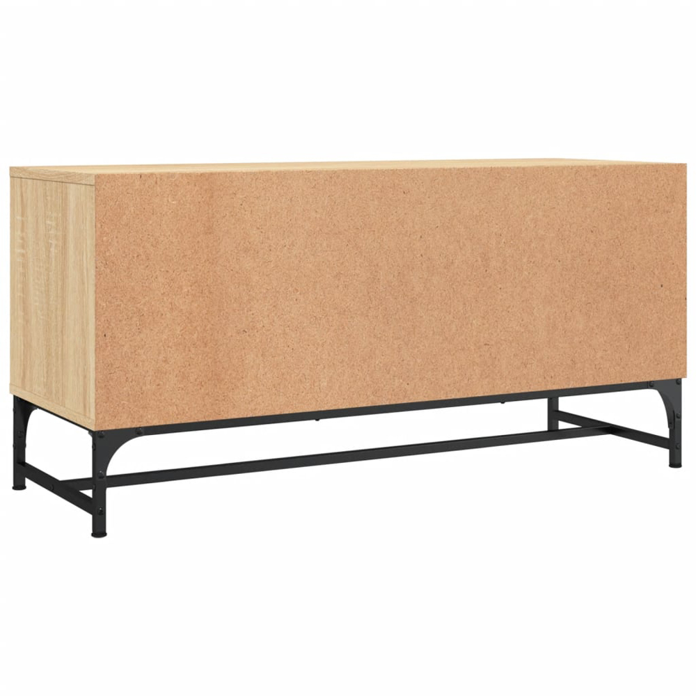 vidaXL 2 Glass Door 2 Shelf Natural Wooden TV Cabinet Image 5