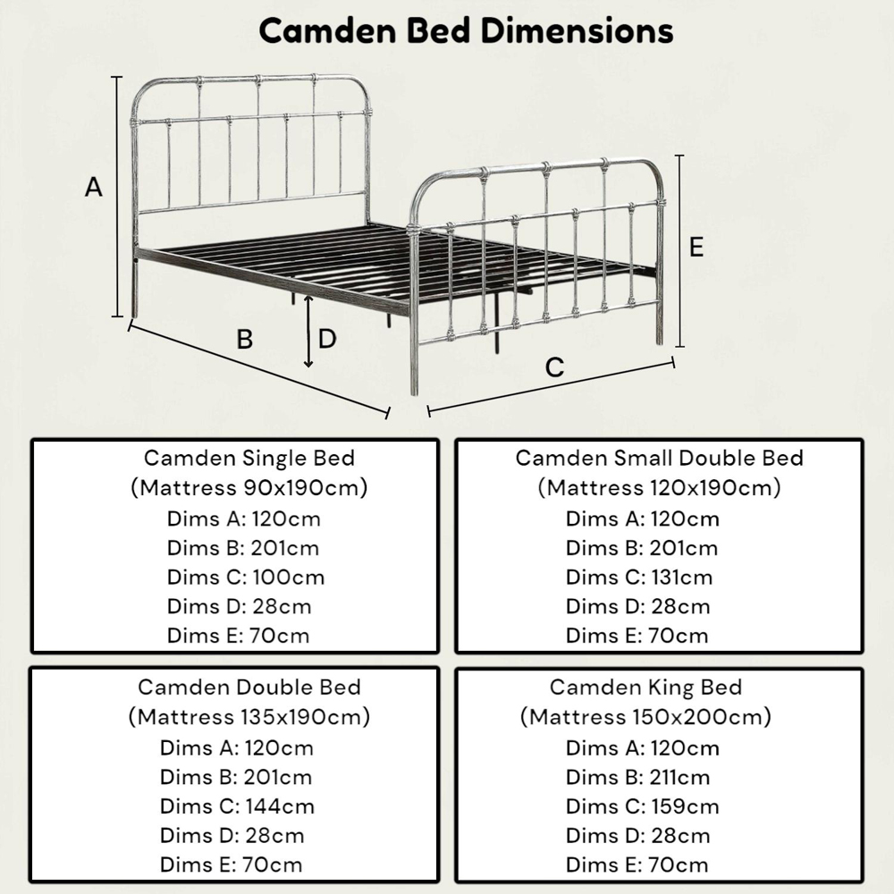 OAT Home Camden Single Distressed Silver Metal Bed Image 9