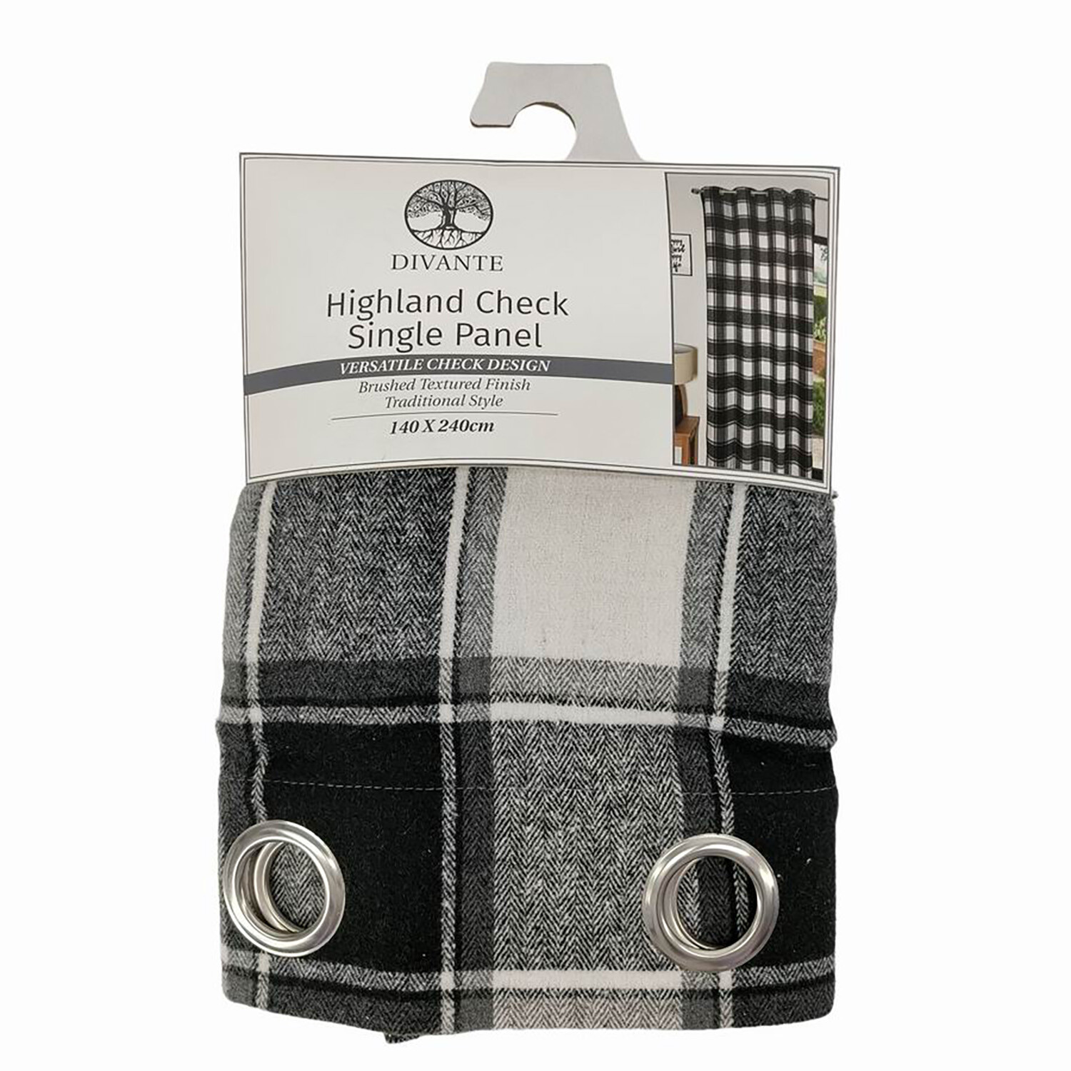 Highland Check Single Panel - Black Image 1