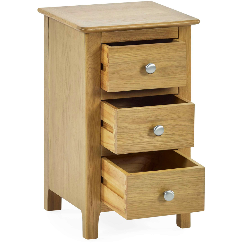 Julian Bowen Somerset 3 Drawer Oak Compact Bedside Table Image 3