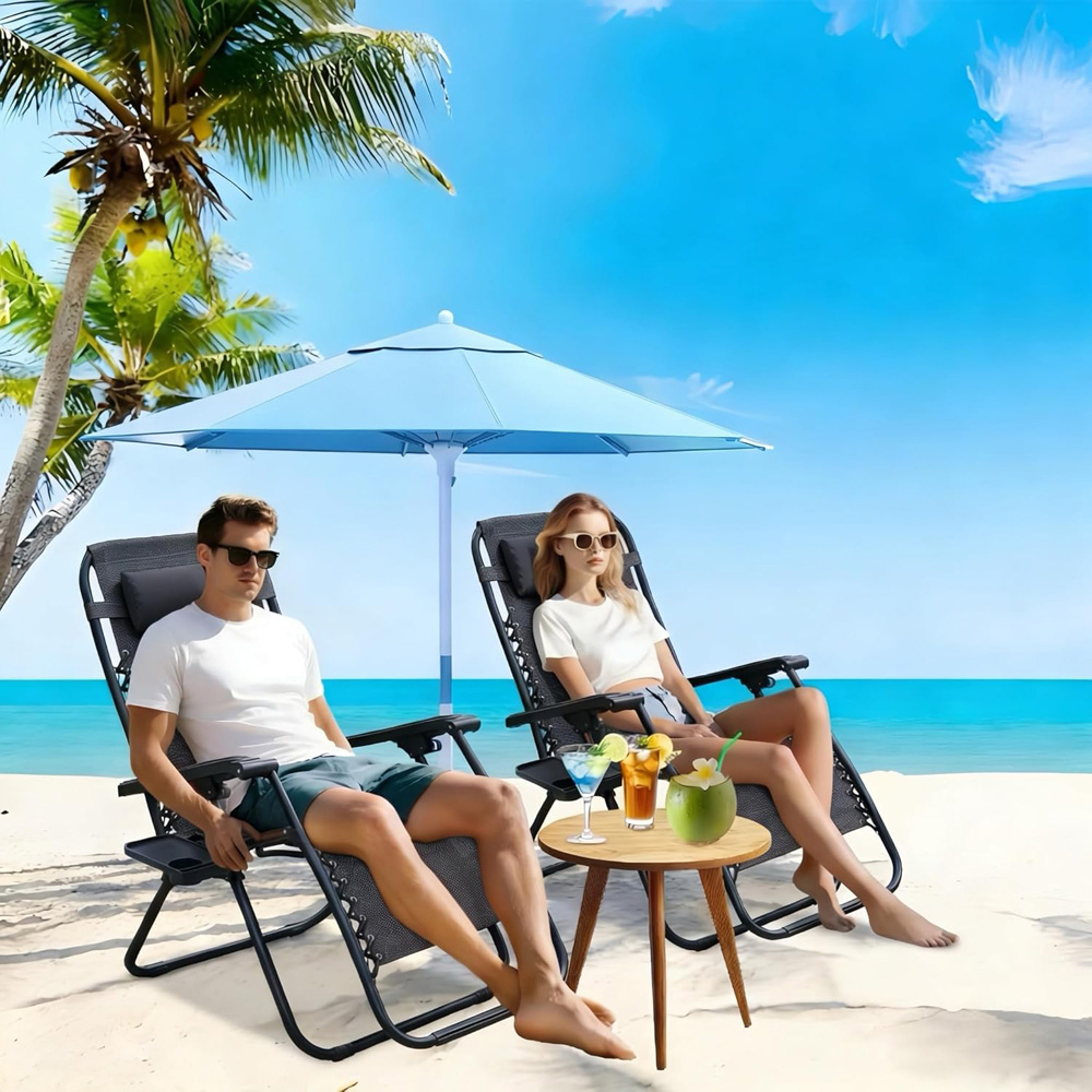 Alivio 2 Pack Dark Grey Zero Gravity Reclining Sun Loungers Image 5