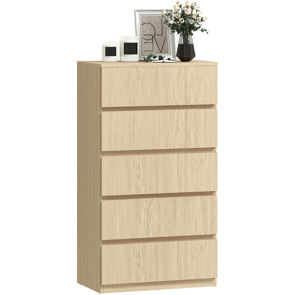 Portland 5 Drawer Natural Chest of Drawers Image 2