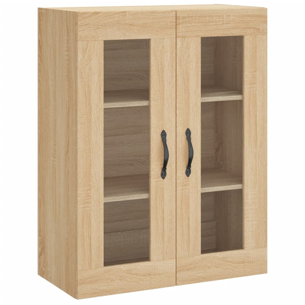 vidaXL 2 Glass Door Brown Sonoma Oak Wall Mounted Cabinet 2 Pack Image 5