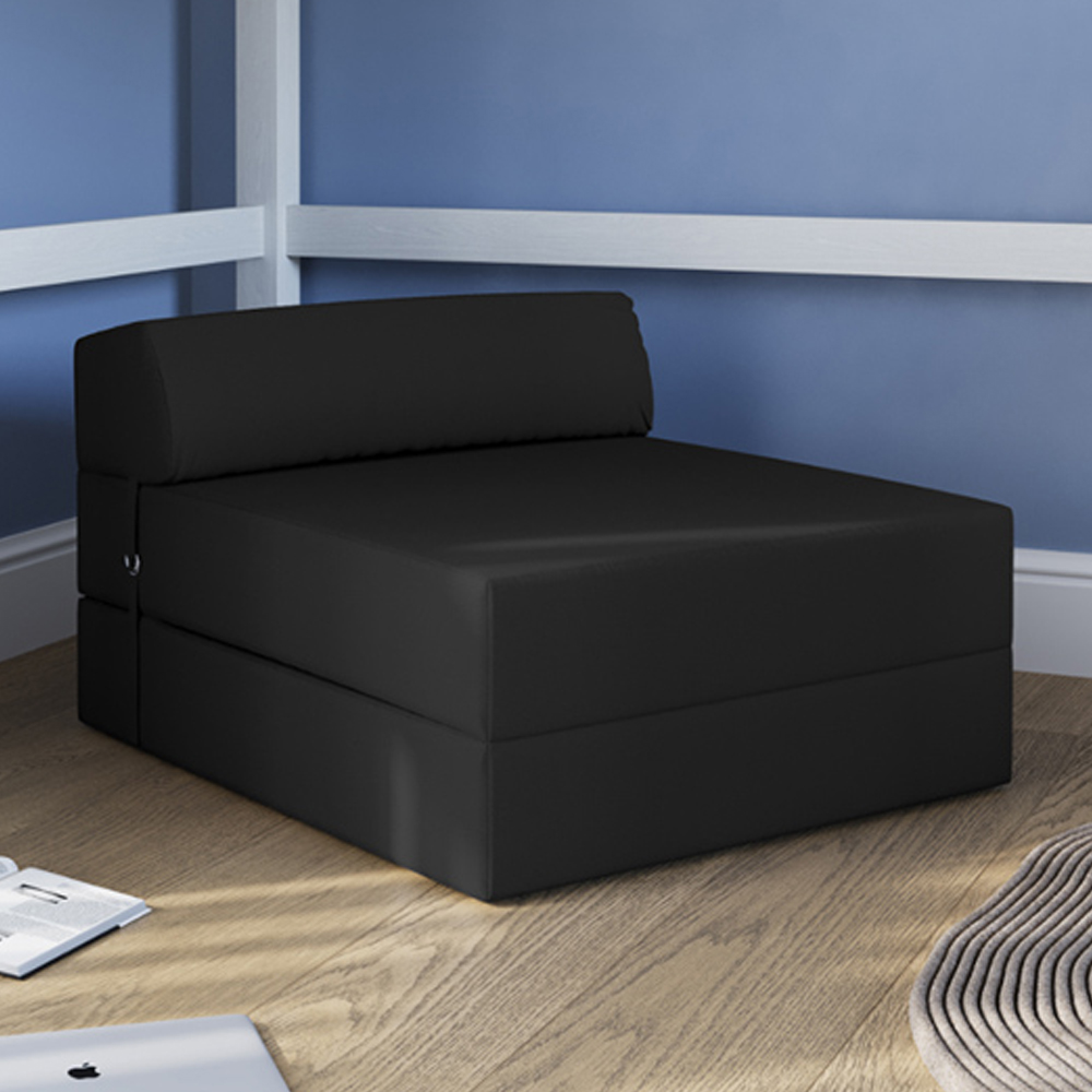 Flair Black Portable Z Fold Futon Chair and Bed Image 1