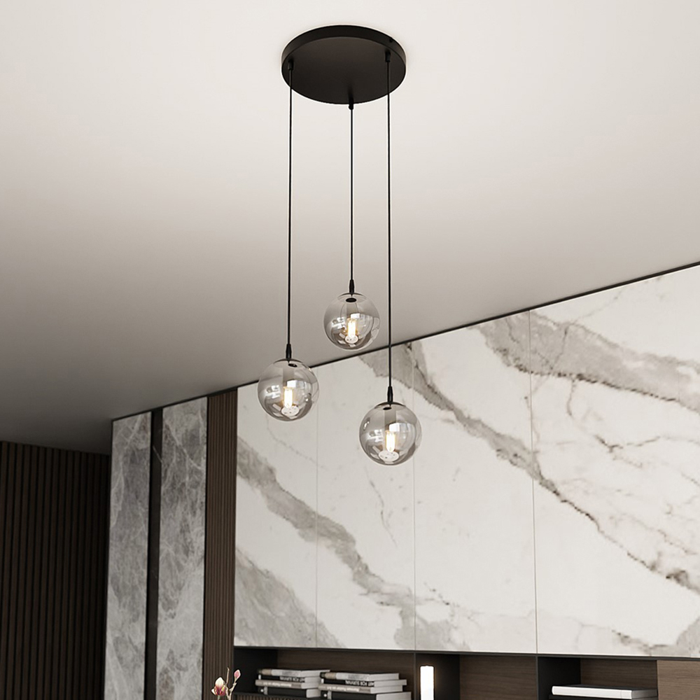 Emibig Cosmo 3 Light Graphite Shade Black E14 Ceiling Pendant Light Image 2