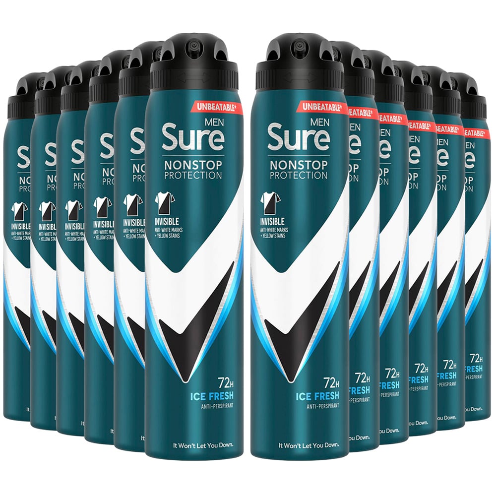Sure Men Ice Fresh 72H Protection Invisible Anti-Perspirant Deodorant 250ml 12 Pack Image 1