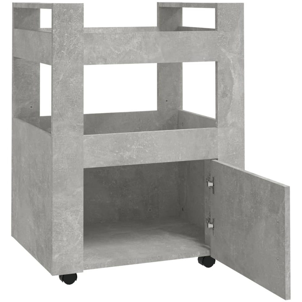 vidaXL Single Door 2 Shelf Concrete Grey Kitchen Trolley Image 6