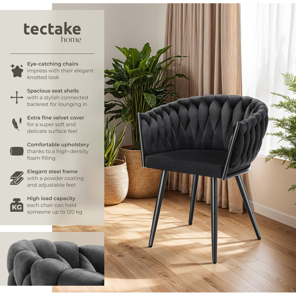 Tectake Astano Set of 4 Black Dining Chair Image 5