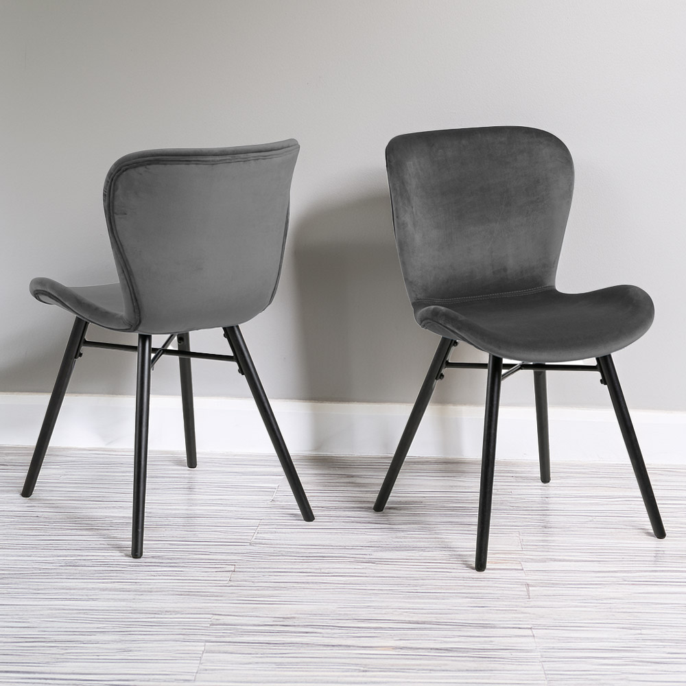 Florence Batilda Set of 2 Dark Grey Dining Chairs Image 1