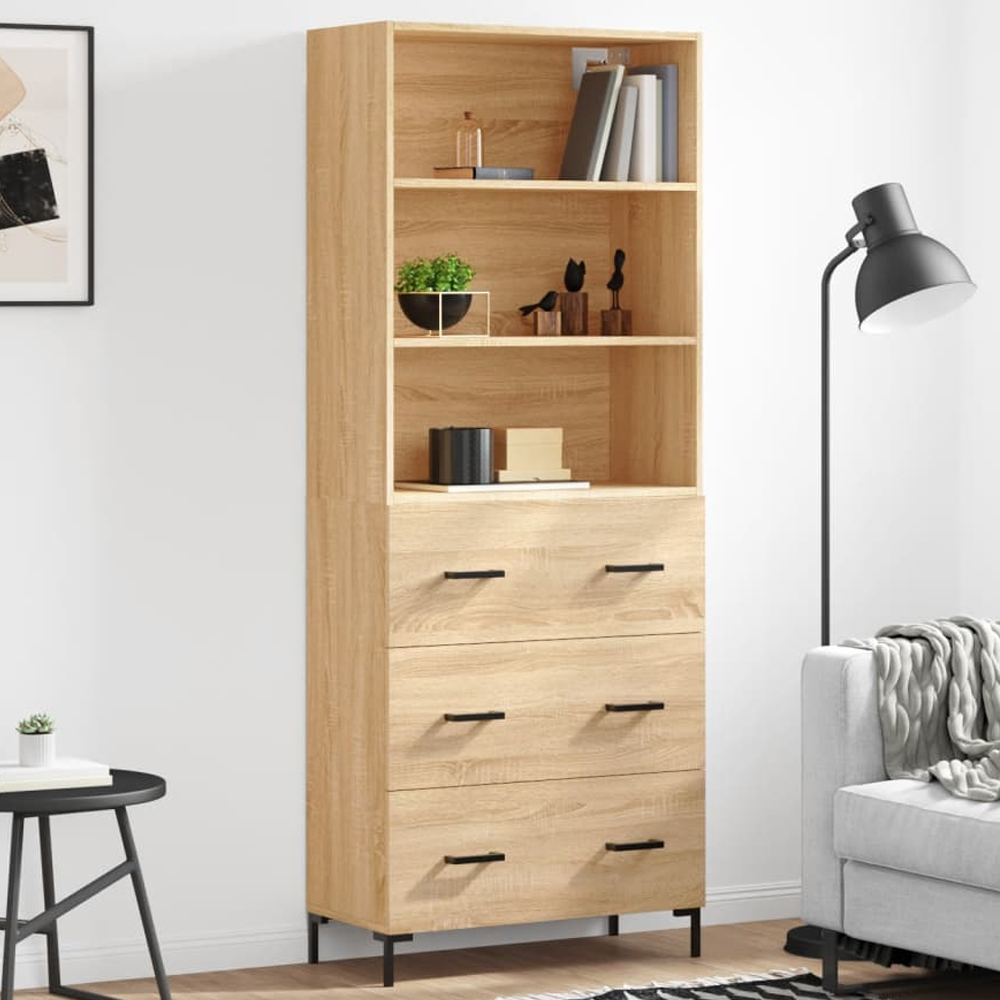 vidaXL 3 Drawer 3 Shelf Sonoma Oak Highboard Image 1