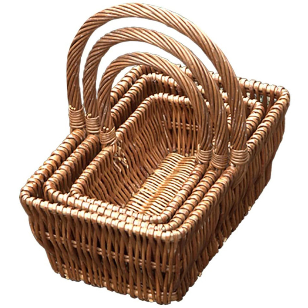 Red Hamper Rectangular Gift Shopping Basket Set of 3 Image 1