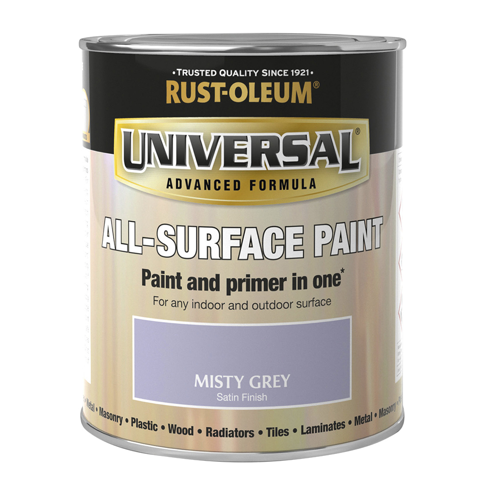 Rust-Oleum Universal All Surface Misty Grey Satin Paint 750ml Image 2