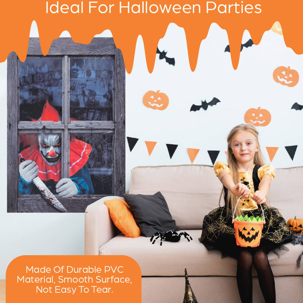 Benross Creepy Clown Halloween Window Backdrop 120cm Image 4