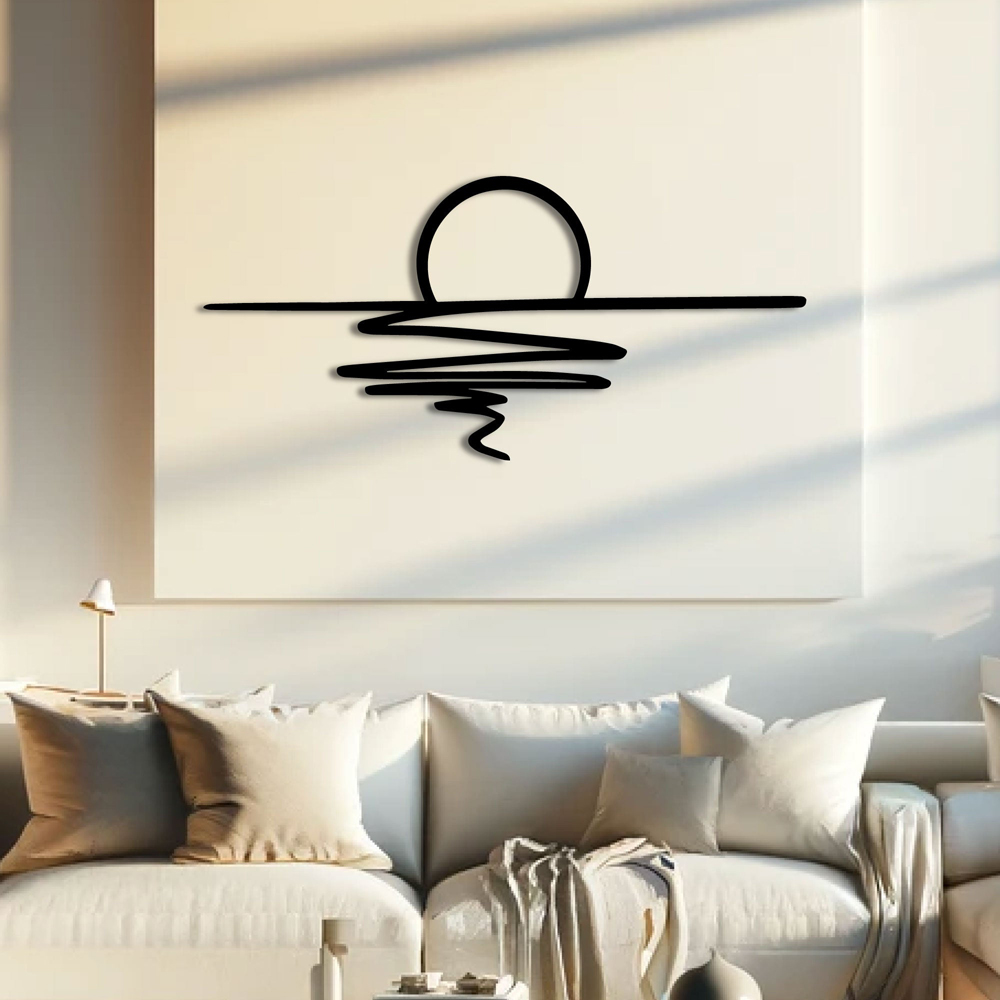 Decortie Sunset Horizon Minimalist Black Metal Wall Decor Image 2