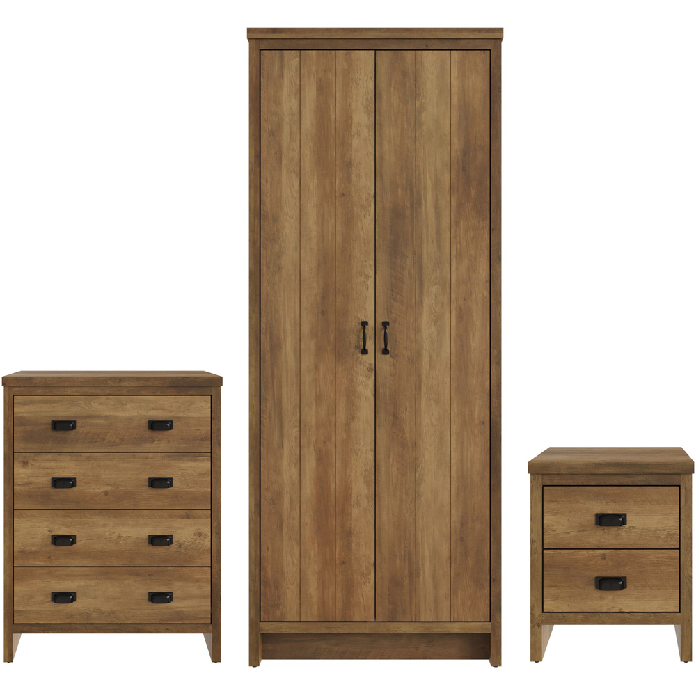 GFW Boston Knotty Oak 3 Piece Bedroom Furniture Set Image 2