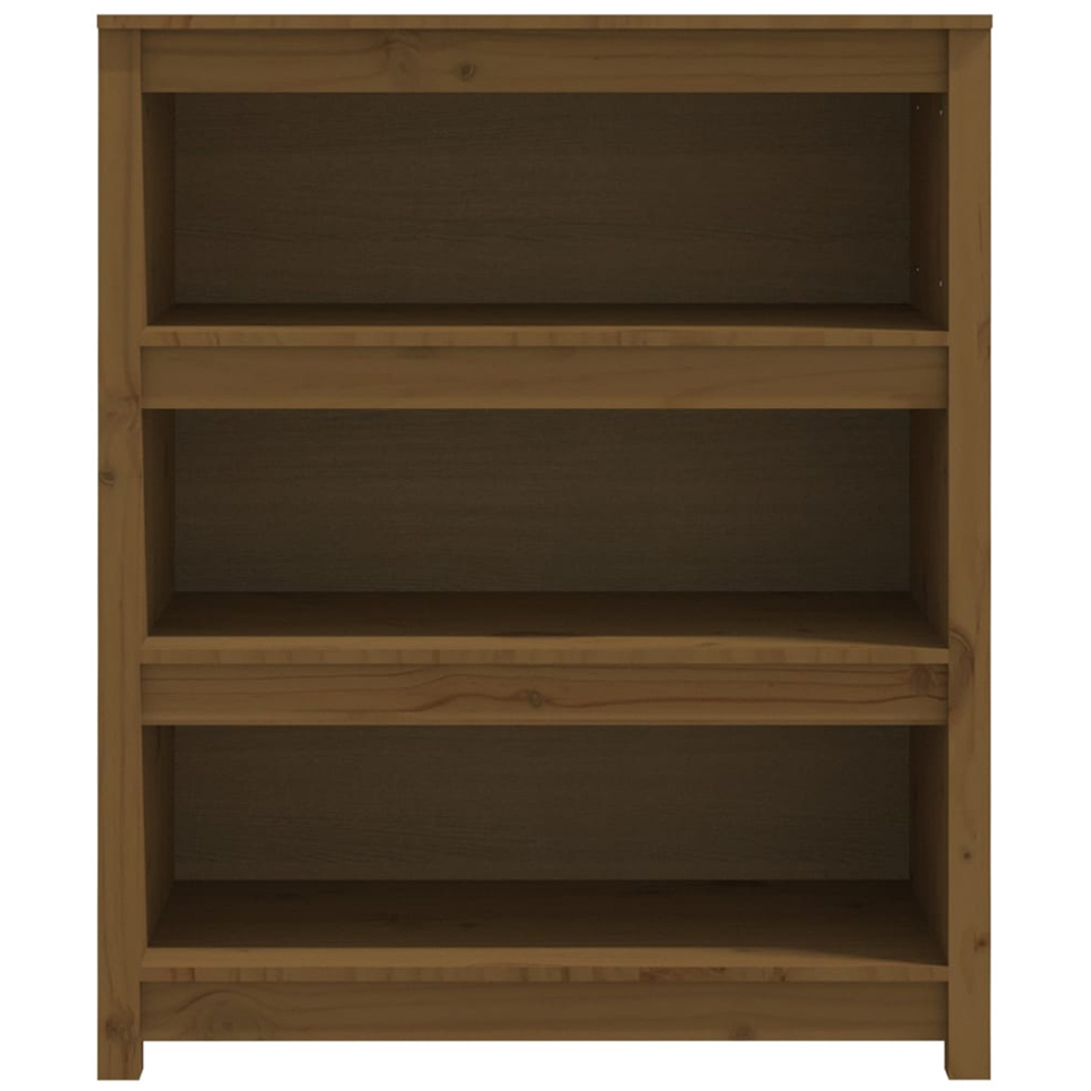 vidaXL 3 Shelf Honey Brown Solid Pine Wood Bookcase Image 3