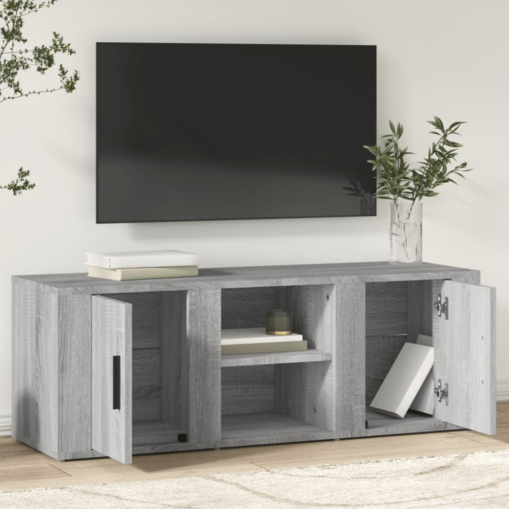 vidaXL 2 Door 2 Shelf Grey Sonoma TV Cabinet Image 1