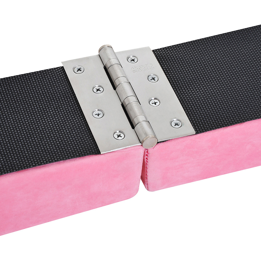 HOMCOM Suede Pink Foldable Gymnastics Balance Beam 240cm Image 4