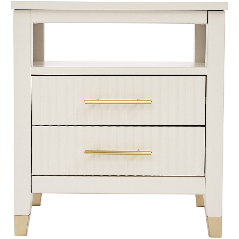Biasi 2 Drawers Single Shelf White Bedside Table Image 3