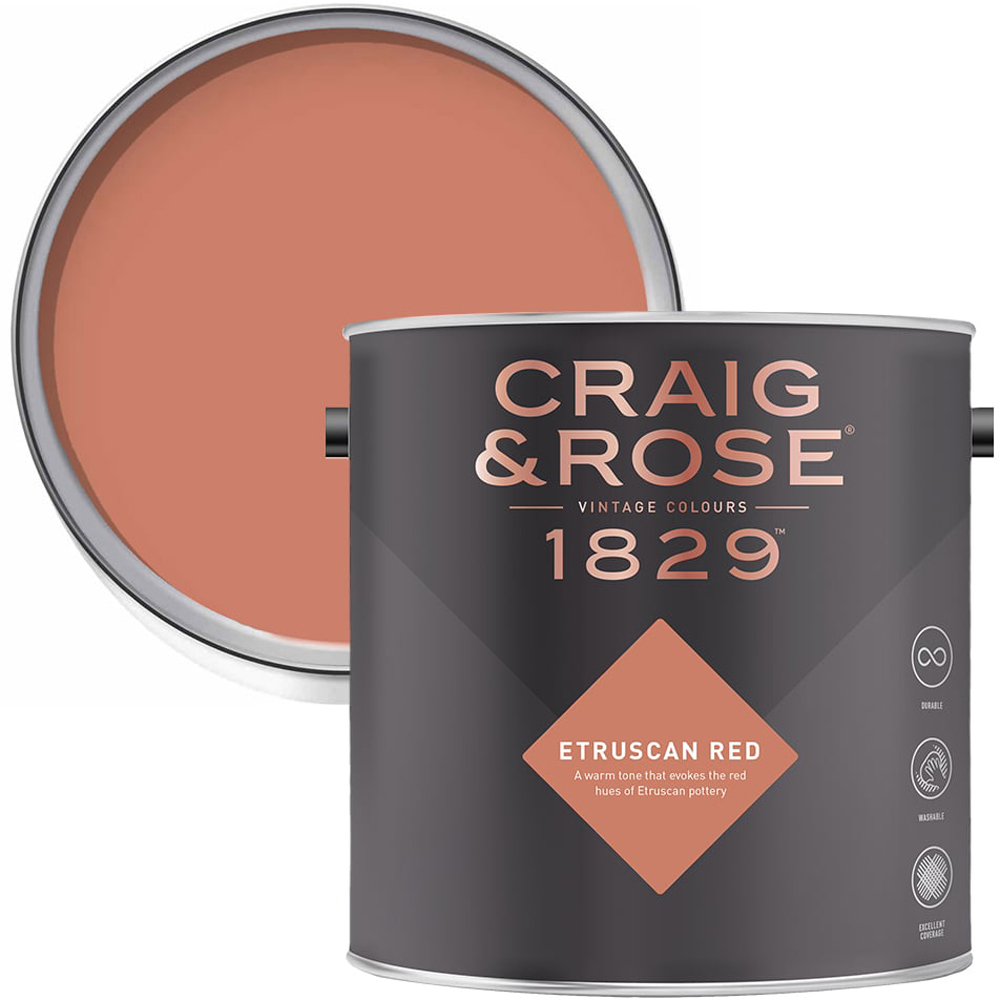 Craig & Rose Kitchen and Bathroom Etruscan Red Eggshell Paint 2.5L Image 1