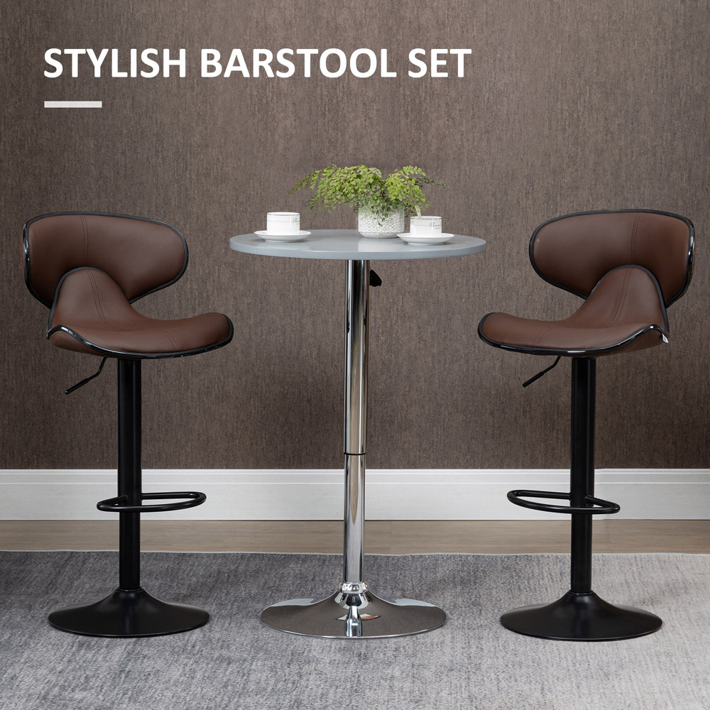 Portland Brown Faux Leather Height Adjustable Swivel Bar Stool Set of 2 Image 6