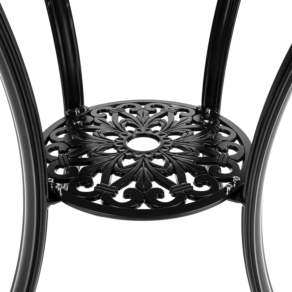 Living and Home Cast Aluminium Square Bistro Table Black Image 4