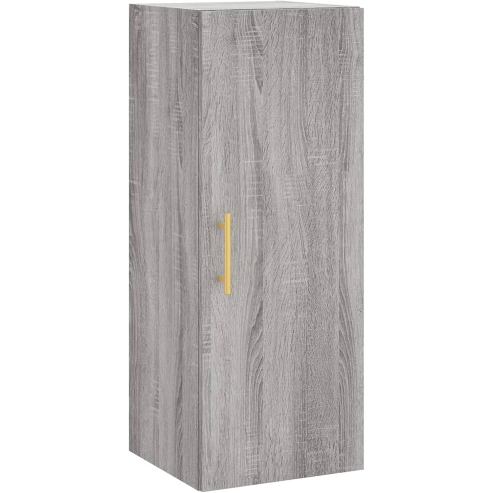 vidaXL Single Door 3 Shelf Grey Sonoma Highboard with Gold Handle Image 7