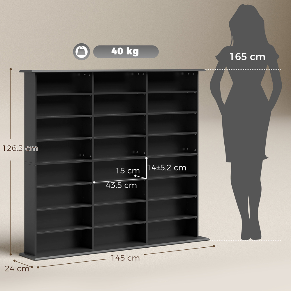 HOMCOM 24 Shelf Black DVD Storage Unit Image 8