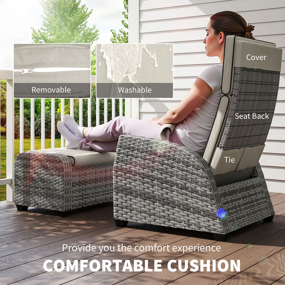 Outsunny 2 Seater Light Grey Rattan Garden Furniture Set Image 6