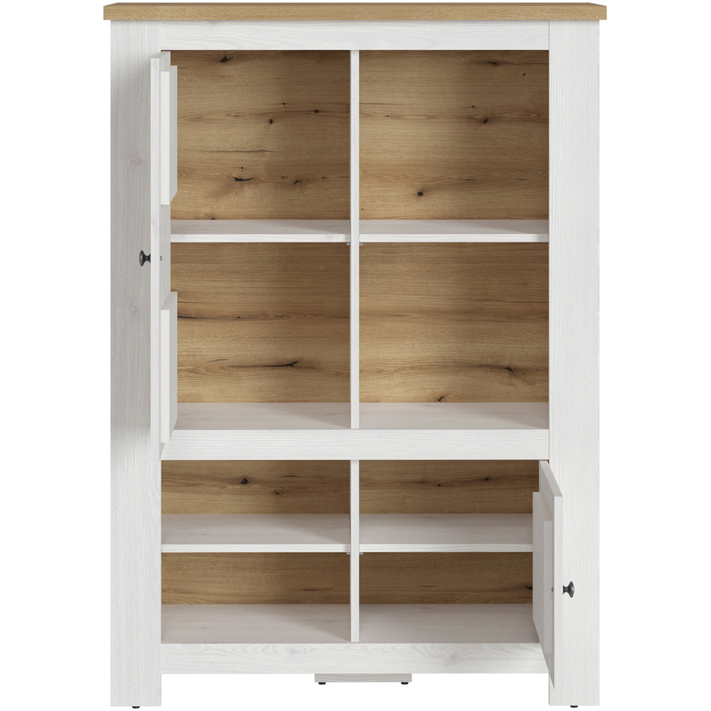 Florence Celesto 2 Door 4 Shelves White and Oak Wide Display Cabinet Image 3