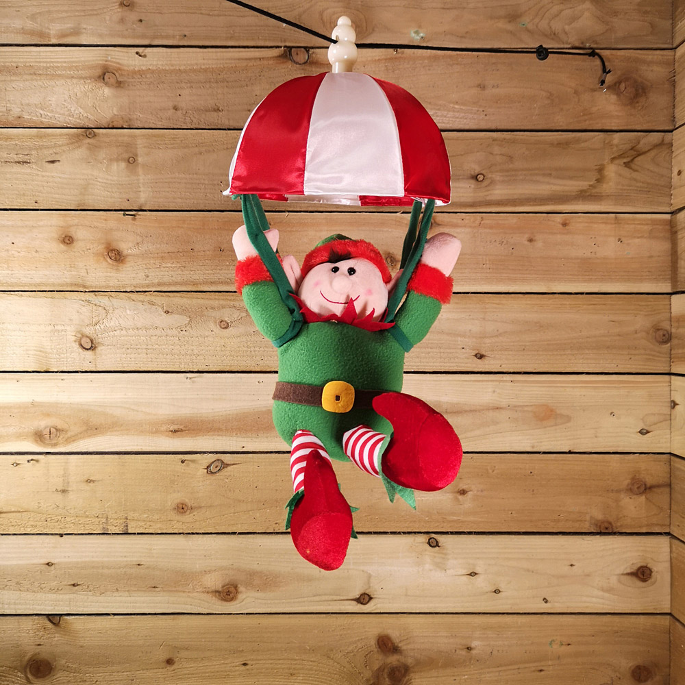 Premier Animated and Musical Elf Kicking Leg Parachuting Christmas Decoration 45cm Image 3